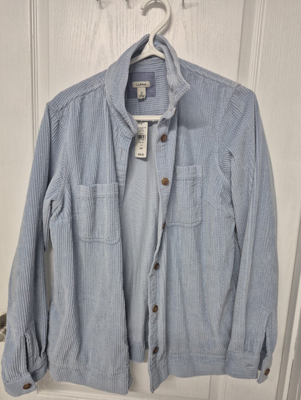 L.L. Bean Comfort Corduroy Relaxed Shirt Jacket Shacket Light Blue Medium